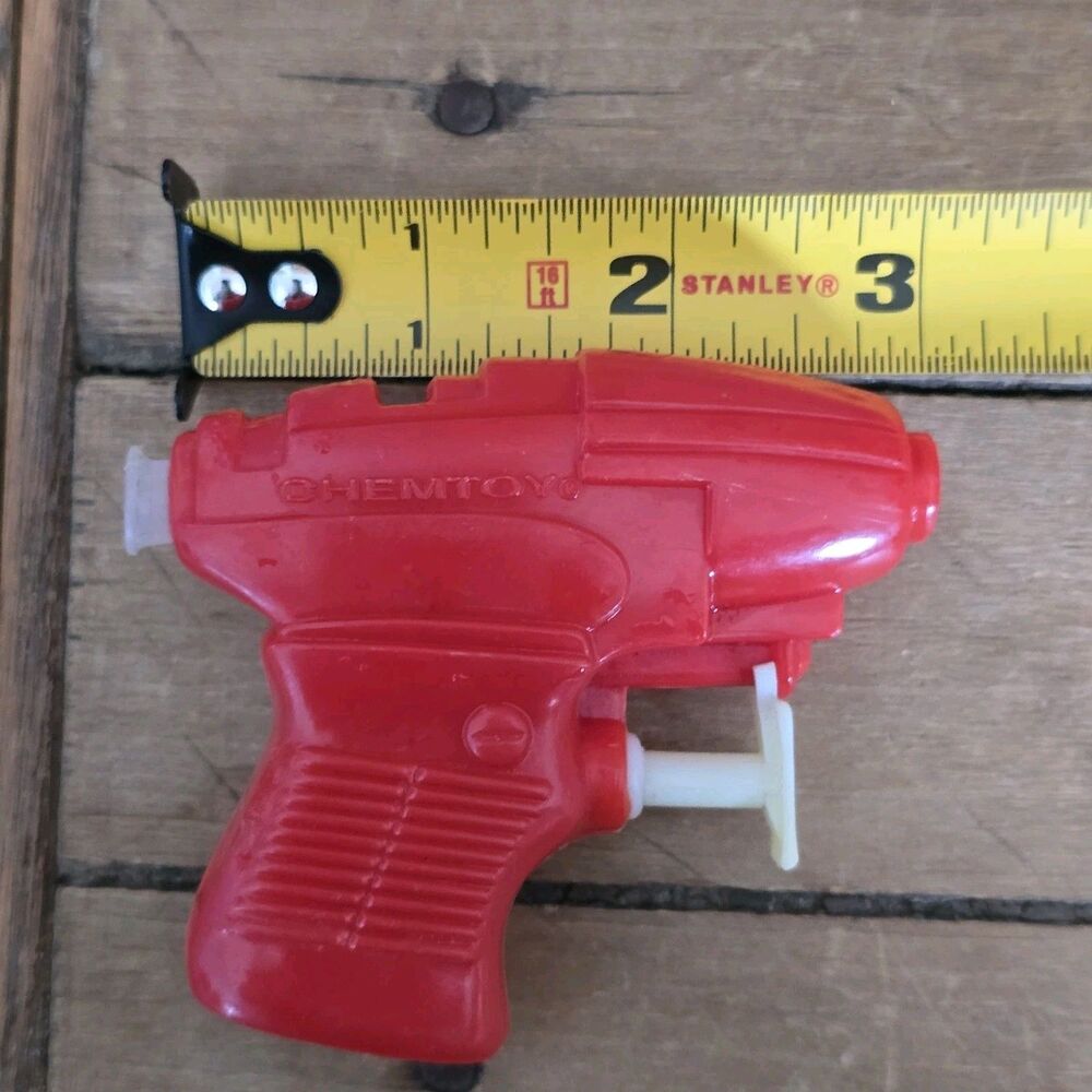 Vintage Chemtoy Water Squirt Gun 3" Plastic Red Mini Toy Tested Works!